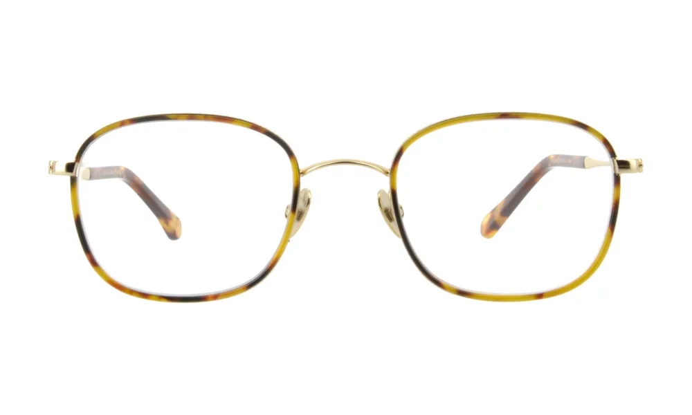 Lunettes Carrée arrondie en métal guilloché, Écaille miel · or, La Belle Lunette Française